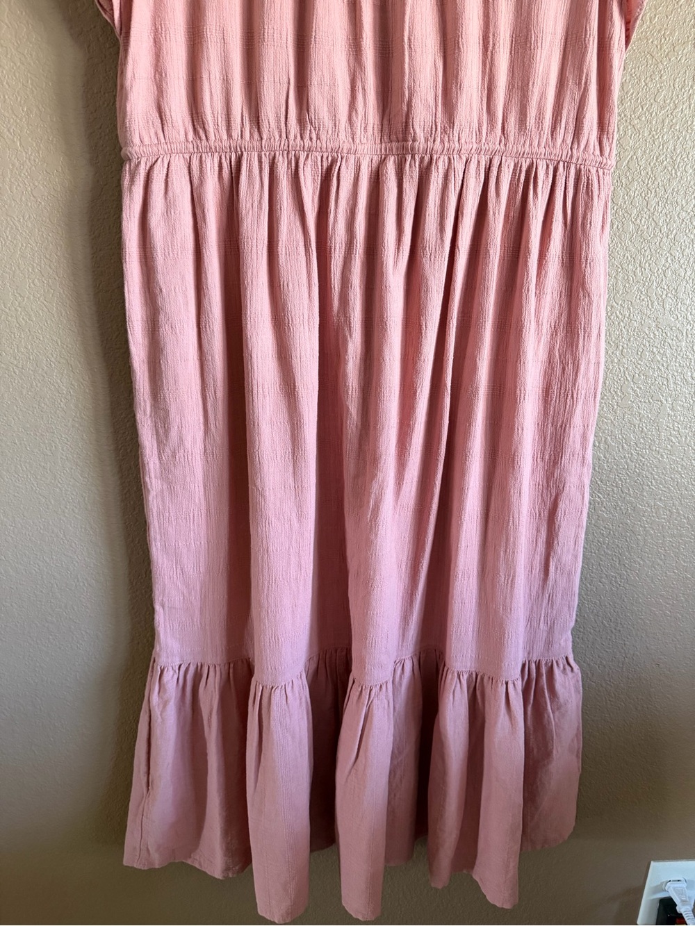 Lucky Brand Blush Pink Button Front Maxi Dress with Tassel Tie & Pockets Size XL - Picture 10 of 11